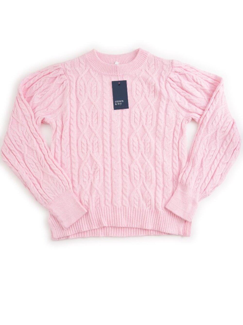 NEW CROWN & IVY light pink cable knit sweater from Belk size S